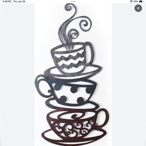 Adeco Iron Coffee Cup Wall Hanging
